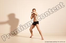 Underwear Martial art Man White Moving poses Slim Short Blond Dynamic poses Academic